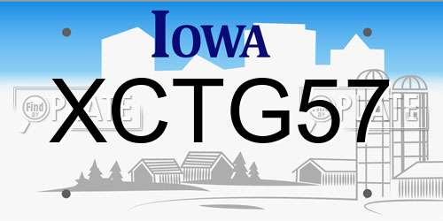 XCTG57 Iowa License Plate