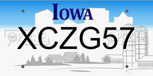 XCZG57 Iowa License Plate