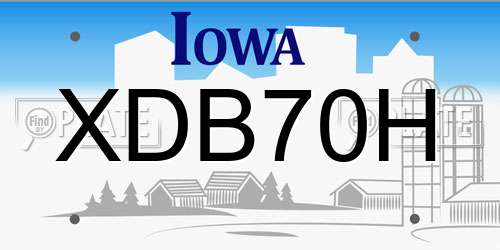XDB70H Iowa License Plate