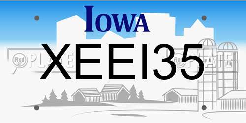 XEEI35 Iowa License Plate