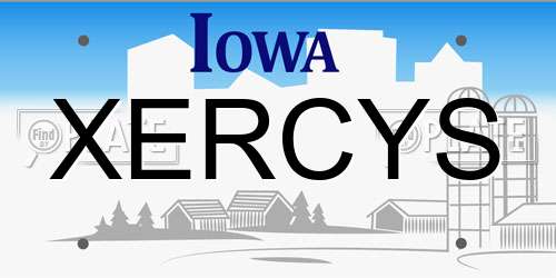 XERCYS Iowa License Plate