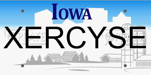 XERCYSE Iowa License Plate