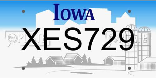 XES729 Iowa License Plate