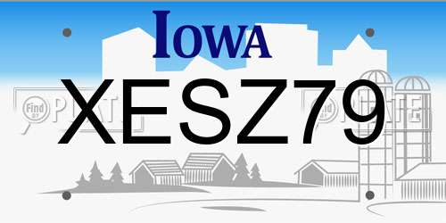 XESZ79 Iowa License Plate