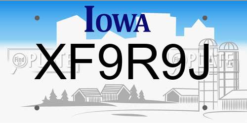 XF9R9J Iowa License Plate