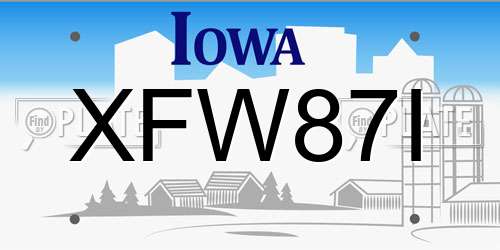 XFW87I Iowa License Plate
