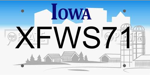 XFWS71 Iowa License Plate