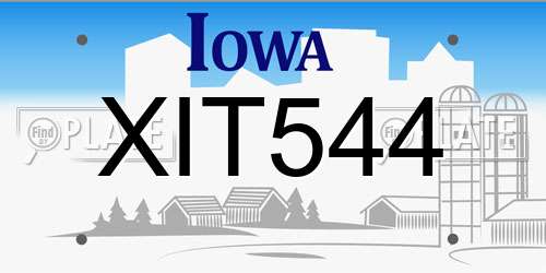 XIT544 Iowa License Plate