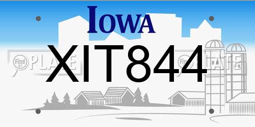 XIT844 Iowa License Plate