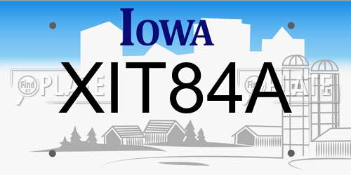 XIT84A Iowa License Plate