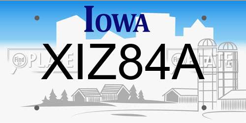 XIZ84A Iowa License Plate