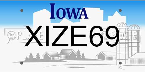XIZE69 Iowa License Plate
