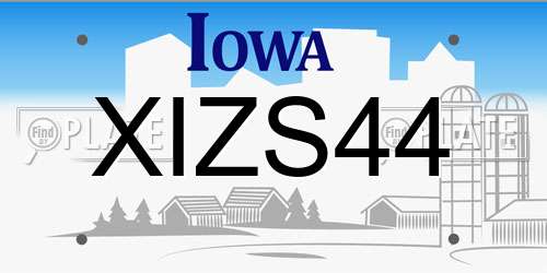 XIZS44 Iowa License Plate