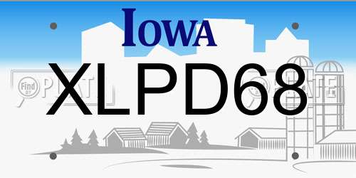 XLPD68 Iowa License Plate