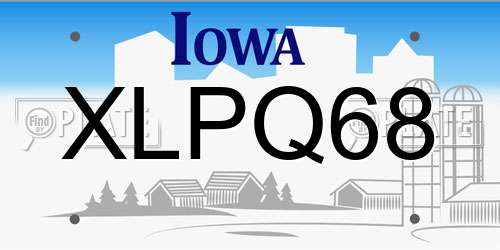 XLPQ68 Iowa License Plate