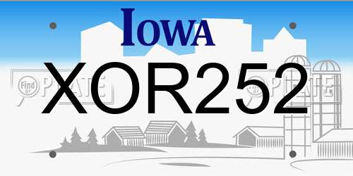 XOR252 Iowa License Plate