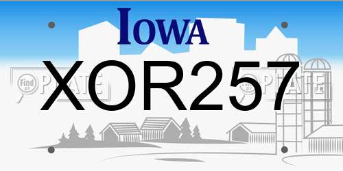 XOR257 Iowa License Plate