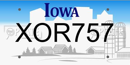 XOR757 Iowa License Plate