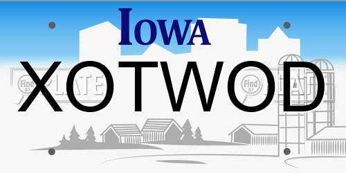 XOTWOD Iowa License Plate