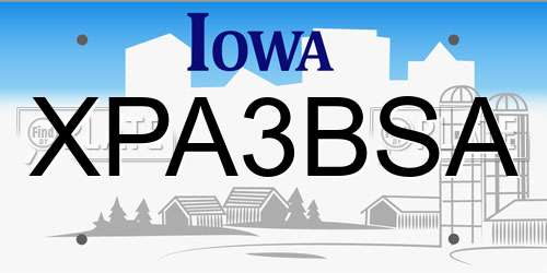 XPA3BSA Iowa License Plate