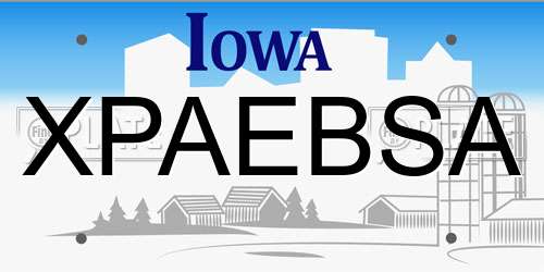 XPAEBSA Iowa License Plate