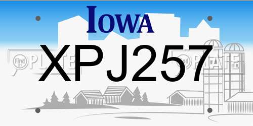 XPJ257 Iowa License Plate