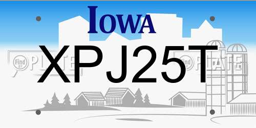 XPJ25T Iowa License Plate
