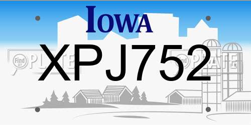 XPJ752 Iowa License Plate