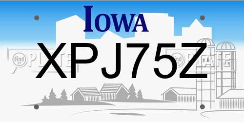 XPJ75Z Iowa License Plate