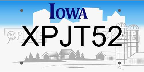 XPJT52 Iowa License Plate