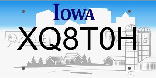 XQ8T0H Iowa License Plate