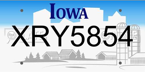 XRY5854 Iowa License Plate