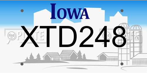 XTD248 Iowa License Plate