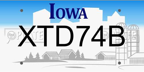 XTD74B Iowa License Plate