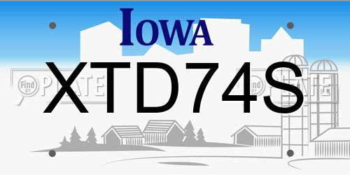 XTD74S Iowa License Plate