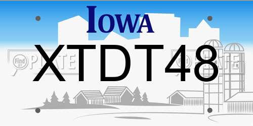 XTDT48 Iowa License Plate
