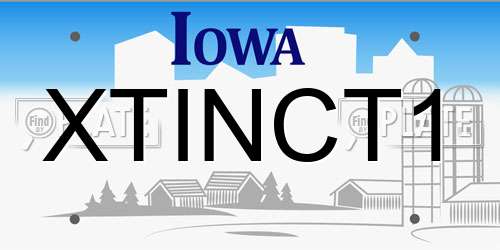 XTINCT1 Iowa License Plate