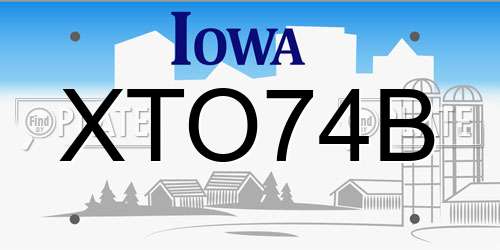 XTO74B Iowa License Plate