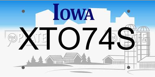 XTO74S Iowa License Plate