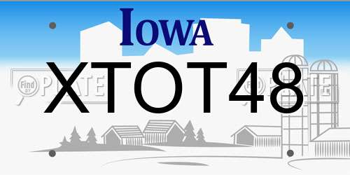 XTOT48 Iowa License Plate