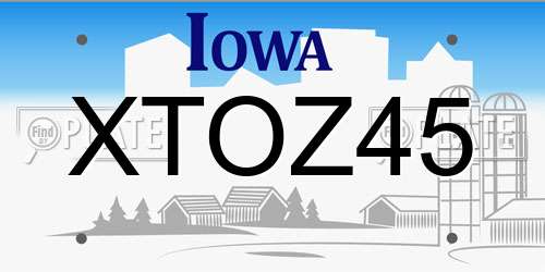 XTOZ45 Iowa License Plate