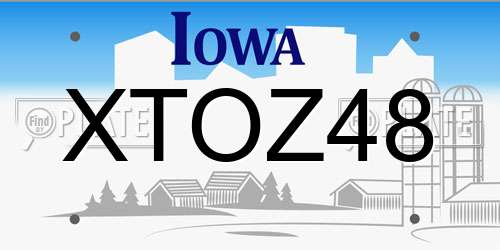 XTOZ48 Iowa License Plate