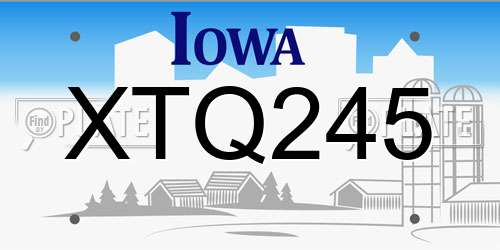 XTQ245 Iowa License Plate