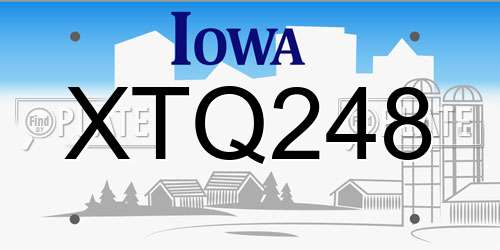 XTQ248 Iowa License Plate