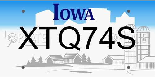 XTQ74S Iowa License Plate