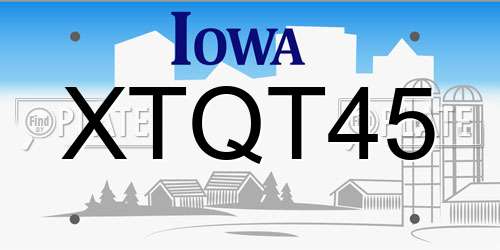 XTQT45 Iowa License Plate