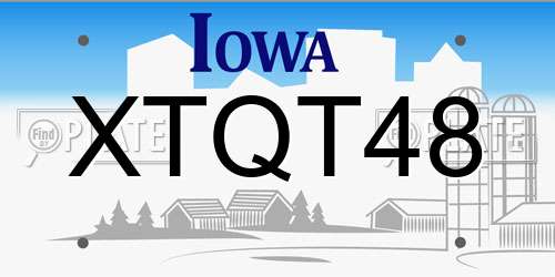 XTQT48 Iowa License Plate