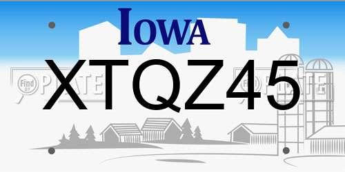 XTQZ45 Iowa License Plate