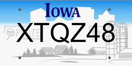 XTQZ48 Iowa License Plate
