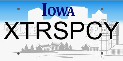 XTRSPCY Iowa License Plate
